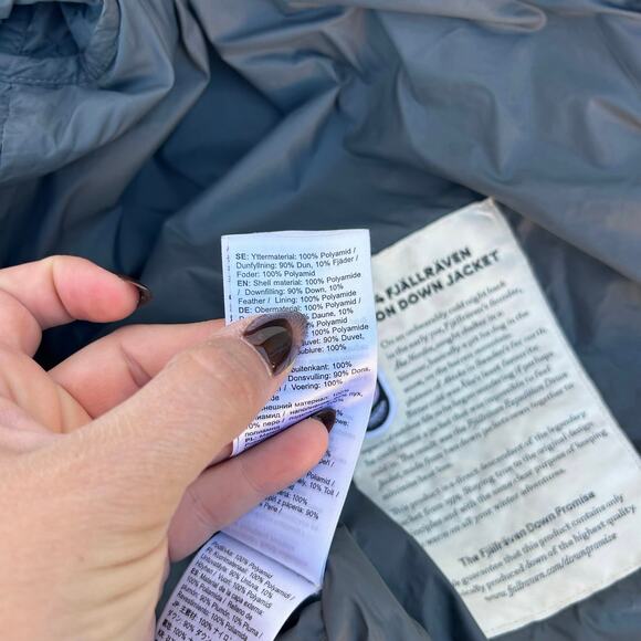 Fjallraven Men’s Expedition Pack Down Hoodie Puffer Gray Blue Large Lightweight - Picture 7 of 15